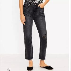 LOFT Black The Straight Crop Jeans